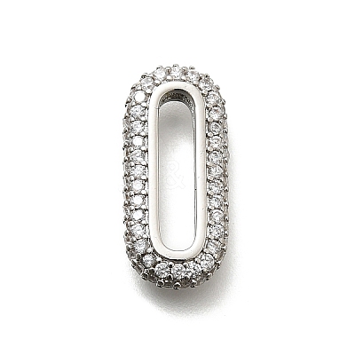 Brass Micro Pave Clear Cubic Zirconia Oval Linking Rings KK-Z093-43P-1