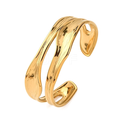 304 Stainless Steel Cuff Bangles for Women BJEW-G749-17G-1