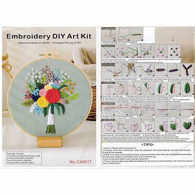 DIY Bouquet Pattern Embroidery Kit DIY-O021-14A-1