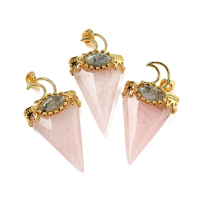 Natural Rose Quartz Big Pendants G-F639-06G-G-1