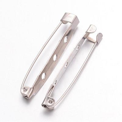 Platinum Plated Iron Brooch Findings X-IFIN-S526-40mm-1