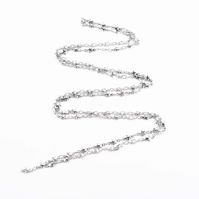 Non-Tarnish 201 Stainless Steel Star & Oval Link Chains STAS-N092-107-1