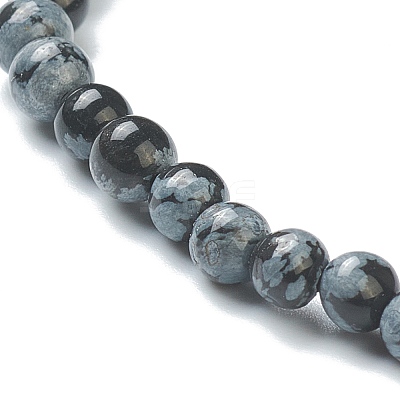 Natural Snowflake Obsidian Beaded Stretch Bracelets BJEW-A117-A-45-1