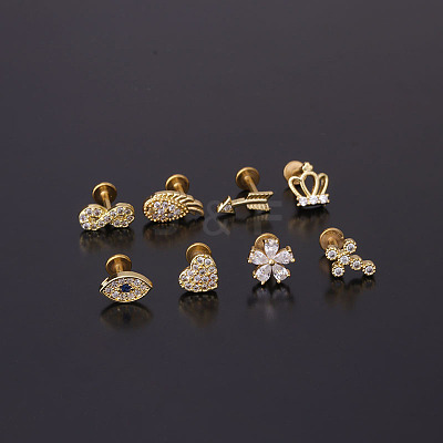 Brass Micro Pave Clear Cubic Zirconia Cartilage Earrings WGF4DCF-09-1
