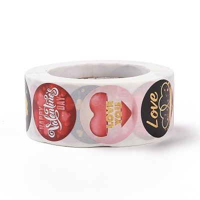 Valentine's Day Round Paper Stickers DIY-I107-03B-1