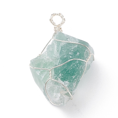 3Pcs 3 Styles Rough Raw Natural Rose Quartz & Quartz Crystal & Green Aventurine Big Pendants PALLOY-JF01391-1