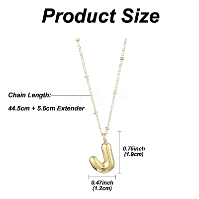 1Pc Initial Letter Brass Pendant Necklaces NJEW-YW0001-24J-1