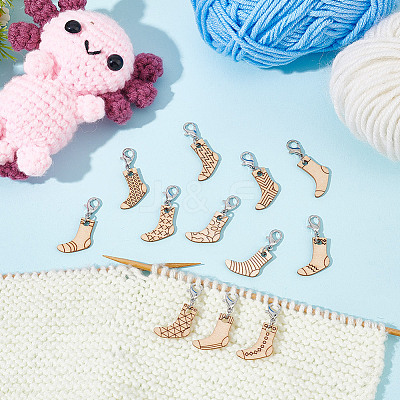 12Pcs 12 Style Sock Pendant Locking Stitch Markers HJEW-AB00645-1