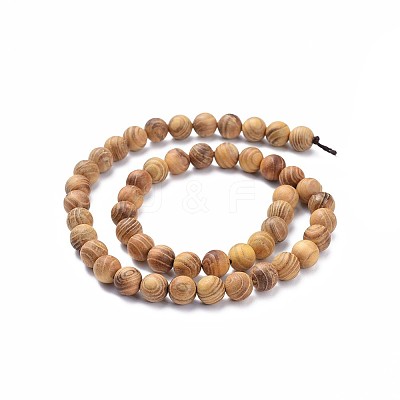 Natural Wood Beads Strands WOOD-F008-05-C-1