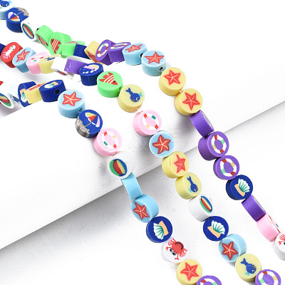 Handmade Polymer Clay Beads Strands CLAY-T020-04-1
