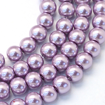 Baking Paint Pearlized Glass Pearl Round Bead Strands HY-Q003-10mm-44-1