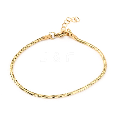 Unisex 304 Stainless Steel Round Snake Chain Bracelets X-BJEW-H541-02B-G-1