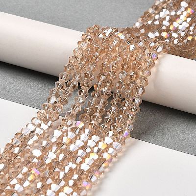 Transparent Electroplate Glass Beads Strands GLAA-F029-3mm-A12-1