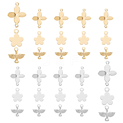 40Pcs 4 Colors Brass Charms and 20Pcs 2 Colors Brass Links Connectors KK-SC0002-49-1