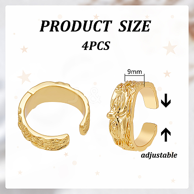 4Pcs Brass Cuff Open Rings for Men RJEW-UN0003-11G-1