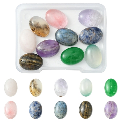 10Pcs Natural Mixed Gemstone Cabochons G-FS0005-68-1