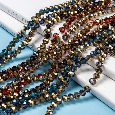Electroplate Transparent Glass Beads Strands EGLA-A034-T6mm-O-1