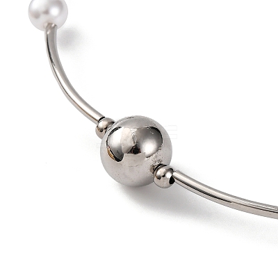 Rack Plating Brass & ABS Plastic Pearl Beads Round Link Chain Necklaces for Women NJEW-C059-08P-1