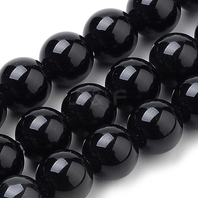 Natural Black Onyx Beads Strands G-S259-19-8mm-1