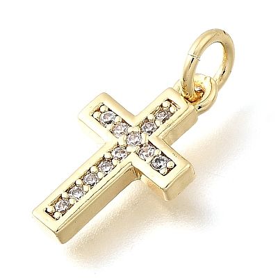 Brass Micro Pave Cubic Zirconia Charms KK-P336-43G-1