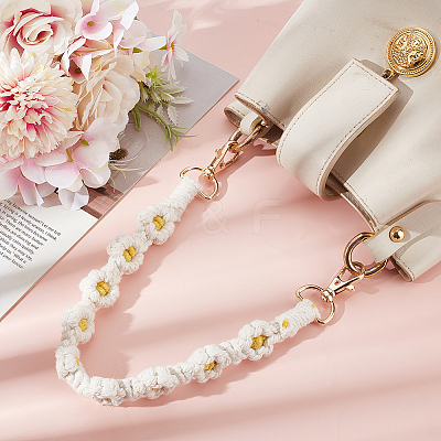 Polyester Woven Flower Wrist Strap Lanyard HJEW-WH20010-03G-01-1