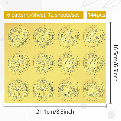 6 Patterns Aluminium-foil Paper Adhesive Embossed Stickers DIY-WH0451-004-1