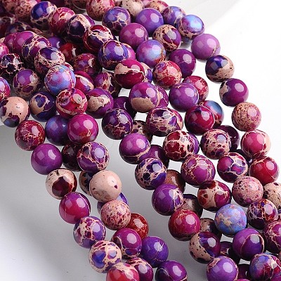 Dyed & Heated Natural Imperial Jasper Round Bead Strands X-G-M274-03-8mm-1