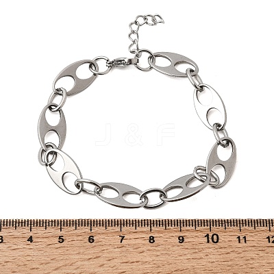 304 Stainless Steel Oval Link Chain Bracelets for Women Men BJEW-L720-03P-1