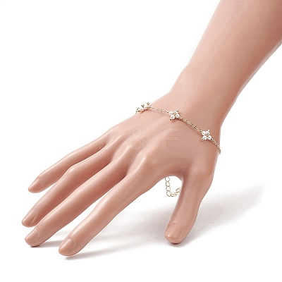 Shell Pearl Beaded Cross Link Bracelet BJEW-JB09313-1