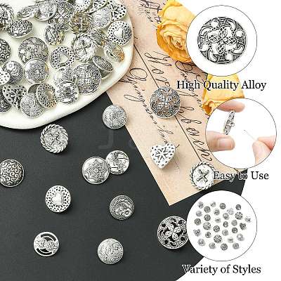 50Pcs 10 Styles Alloy Shank Buttons BUTT-CJ0001-09-1