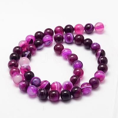 Natural Striped Agate/Banded Agate Bead Strands G-K155-A-10mm-02-1