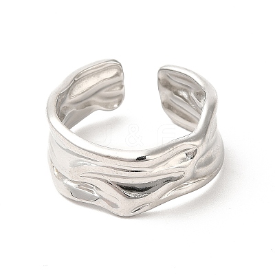 Non-Tarnish 304 Stainless Steel Twist Open Cuff Ring for Women RJEW-E063-24P-1