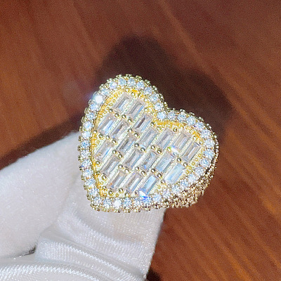 Brass Micro Pave Clear Cubic Zirconia Finger Rings for Women FS-WG571C7-01-1