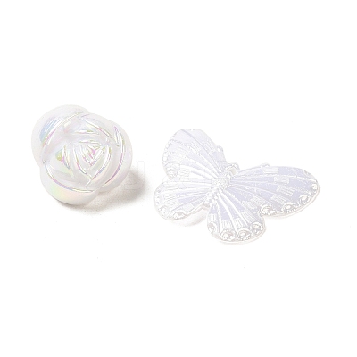 Rainbow Iridescent Plating Acrylic Beads OACR-U006-01C-1