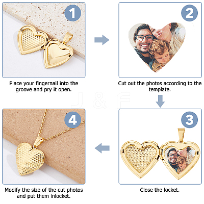 304 Stainless Steel Heart Locket Pendant Necklaces for Photo NJEW-WH0020-97B-1