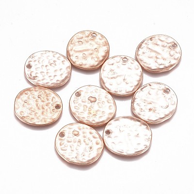 Alloy Blank Flat Round Hammered Pendants PALLOY-M031-07RG-1