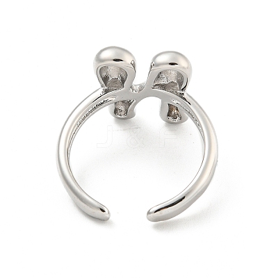 Brass Letter Open Cuff Rings for Women RJEW-G313-01N-P-1