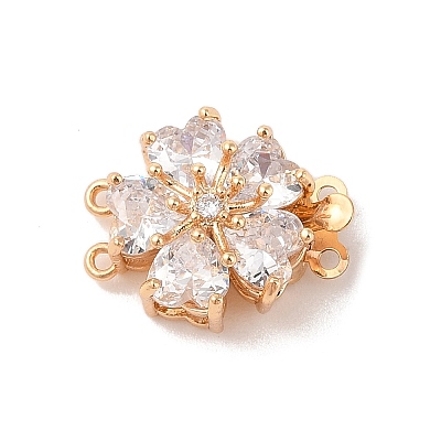 Brass Micro Pave Cubic Zirconia Box Clasps KK-B100-067G-01-1