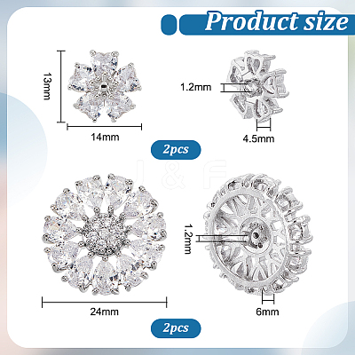 4Pcs 2 Styles 1-Hole Alloy Shank Button BUTT-PH0001-23-1