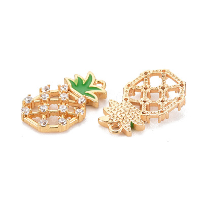 Brass Micro Pave Clear Cubic Zirconia Charms KK-S356-549-NF-1