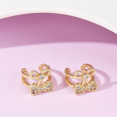 Brass Micro Pave Clear Cubic Zirconia Cuff Earrings EJEW-Q045-02G-1