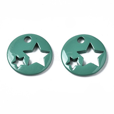 Spray Painted Brass Charms KK-Q252-003B-1