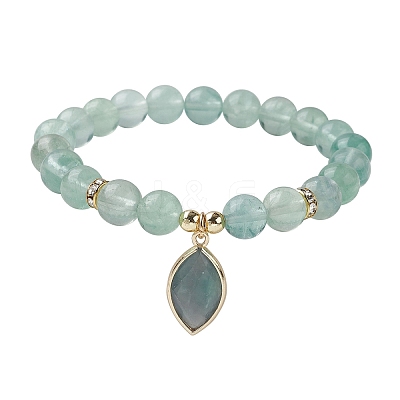 Natural Fluorite Stretch Bracelets BJEW-JB10092-01-1