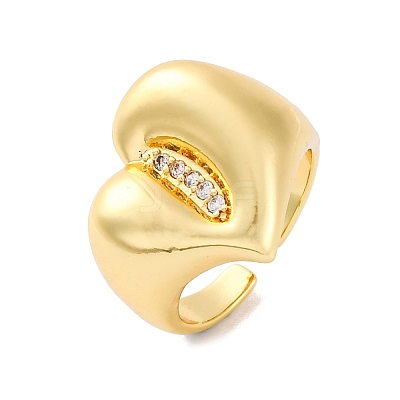 Brass Micro Pave Clear Cubic Zirconia Cuff Rings for Women RJEW-U043-07G-1