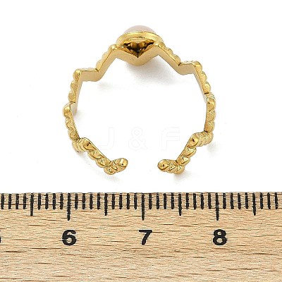 316 Stainless Steel with Natural Mixed Gemstone Cuff Rings RJEW-Z098-01G-03-1