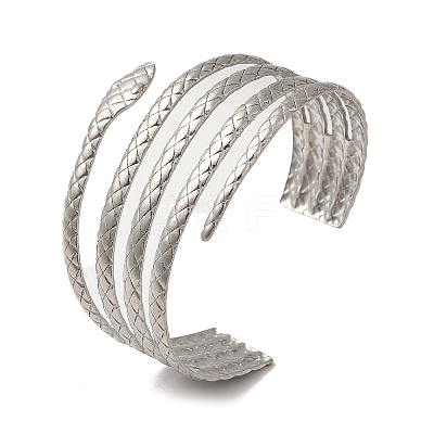 Non-Tarnish 304 Stainless Steel Open Cuff Bangles AJEW-Z009-06F-P-1