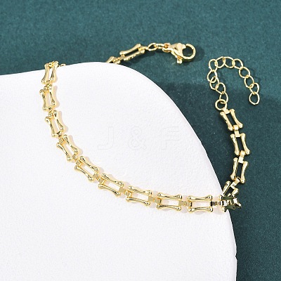 Brass Link Chain Bracelets for Women BJEW-C140-26G-1