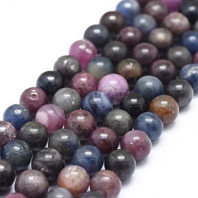 Natural Africa Red Corundum/Ruby and Sapphire Beads Strands G-D0010-01A-8mm-1