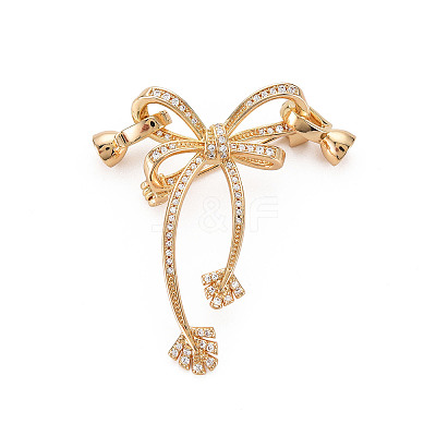 Brass Micro Pave Clear Cubic Zirconia Brooch Findings KK-S356-612-NF-1