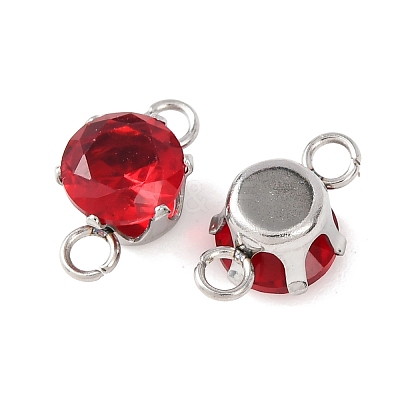 304 Stainless Steel Micro Pave Cubic Zirconia Connector Charms X-STAS-H240-50P-03-1